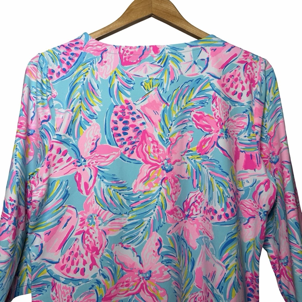 Lilly Pulitzer Karina Tunic XL ChillyLilly UPF 50+ Blue Ibiza 3/4 Sleeve Top - Picture 5 of 13